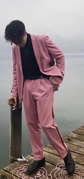 Impressive Valentine’s Day Outfits for Men Pink Hoco Outfit Men, Pink Barbie Outfits Men, All Pink Men Outfit, Barbie Fits Men, Barbie Premiere Outfit Men, Pink Fits For Men, Pink Suit Men Aesthetic, Dark Pink Suit For Men, Man In Pink Suit