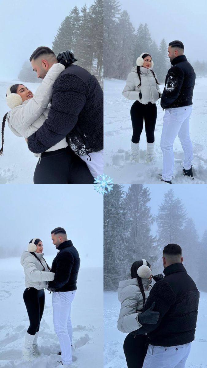 Christmas With Boyfriend Aesthetic, Snow Aesthetic Pictures, Couples Winter Outfits, Nieve Aesthetic, Couples Christmas Pictures, Couple Christmas Pictures, Winter Couple Pictures, Snow Photoshoot, Winter Couple