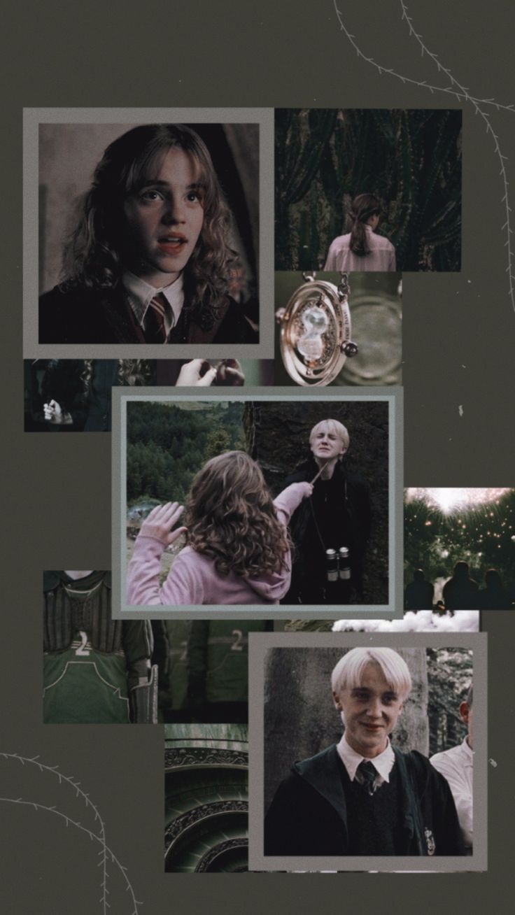 the collage has many pictures of people and things in them, including an image of harry potter