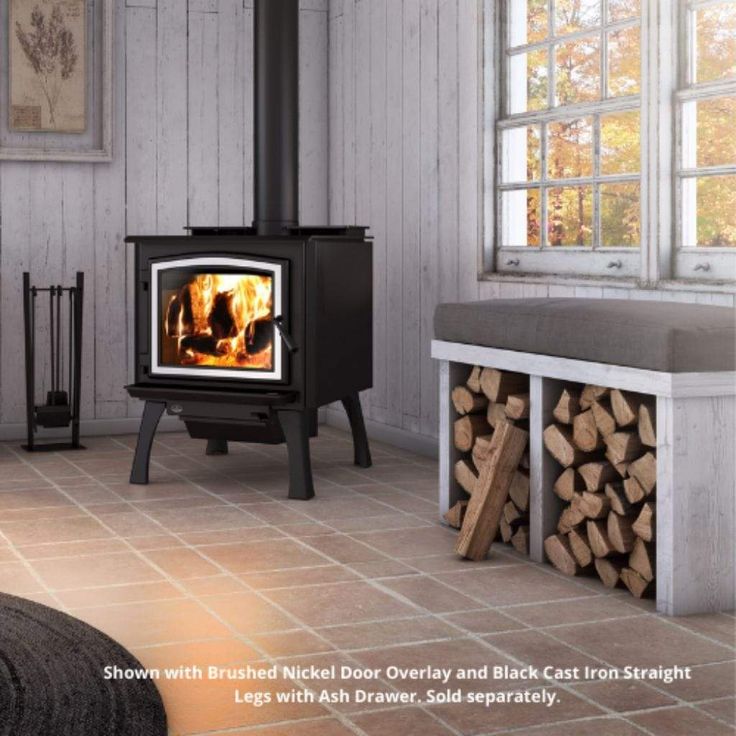 a wood burning stove in a living room