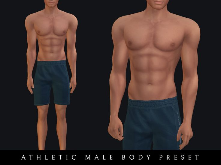 an animated male body is shown in three different poses, including the torso and chest