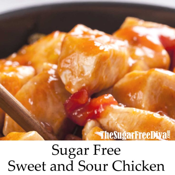 the sugar free sweet and sour chicken is ready to be eaten