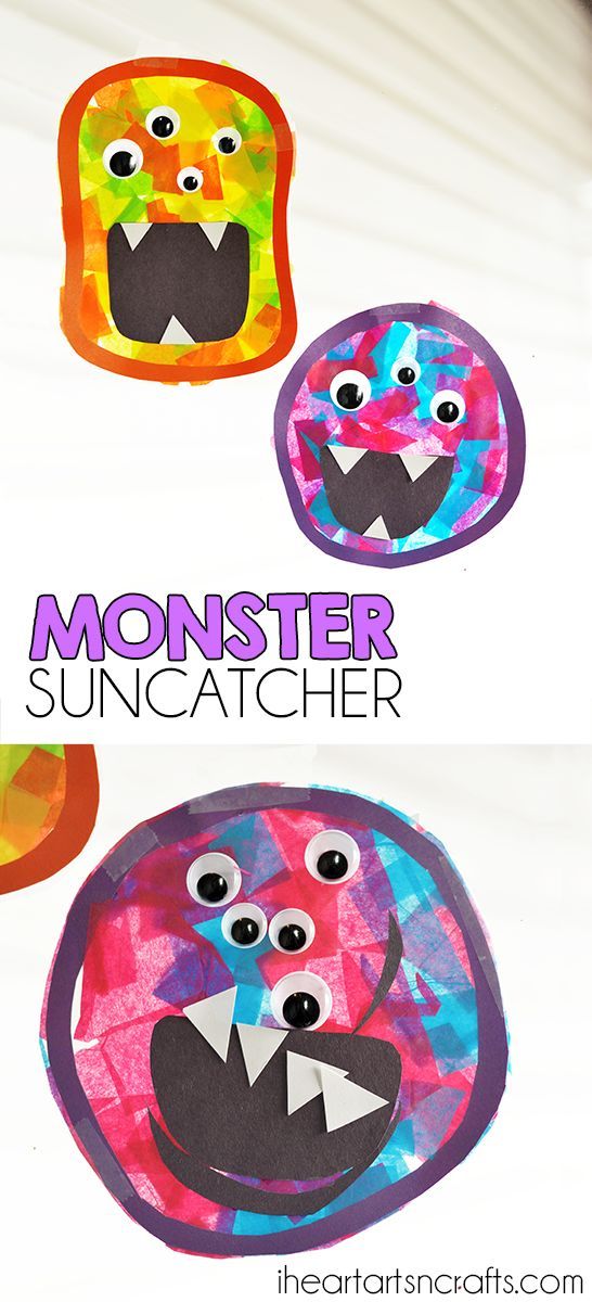 paper plate monster suncather craft for kids to make with their hands and feet