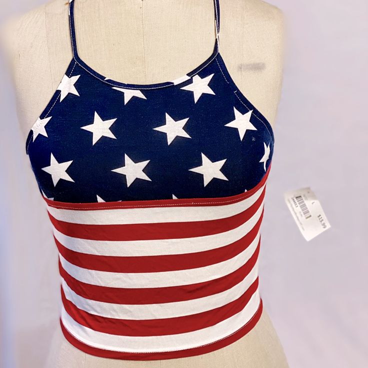 Soft American Crop Top Never Worn. Size L Fits M American Flag Crop Top, Shirts Crop, United States Flag, Clothing Pieces, Usa Shirt, Flag Shirt, Crop Tshirt, Usa Flag, American Flag