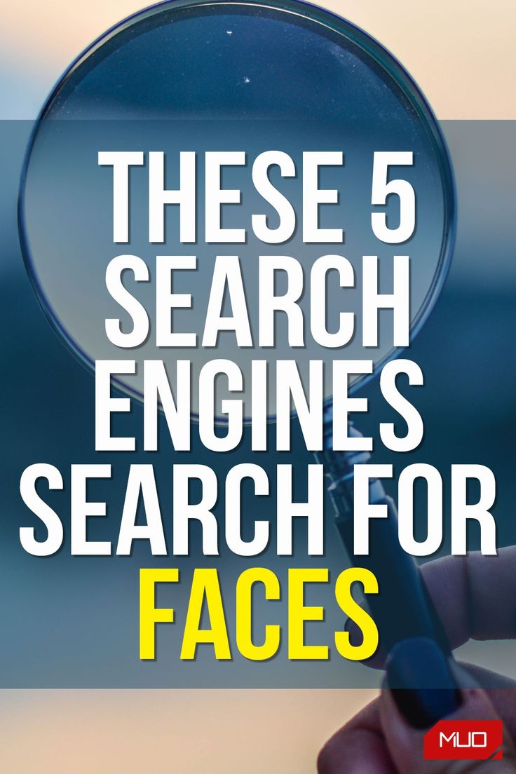 a magnifying glass with the words these 5 search engines search for faces