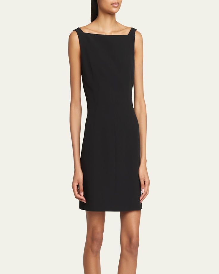 Givenchy tailored mini dress showcases a cutout back drape    Bateau neckline    Sleeveless    Hem falls above the knee    Sheath silhouette    Side seam zip closure    Viscose/acetate    Made in Italy Sleeveless Mini Dress With Flattering Cut, Formal Sleeveless Dress With Flattering Silhouette, Elegant Sleeveless Mini Dress With Flattering Cut, Formal Mini Dress With Straight Neckline And Back Zipper, Sleeveless Mini Dress With Flattering Silhouette For Formal Events, Sleek Sleeveless Mini Dress For Formal Occasions, Sleek Sleeveless Mini Dress For Formal Events, Formal Sleeveless Dress With Flattering Cut, Sleeveless Dress With Flattering Cut For Formal Occasions