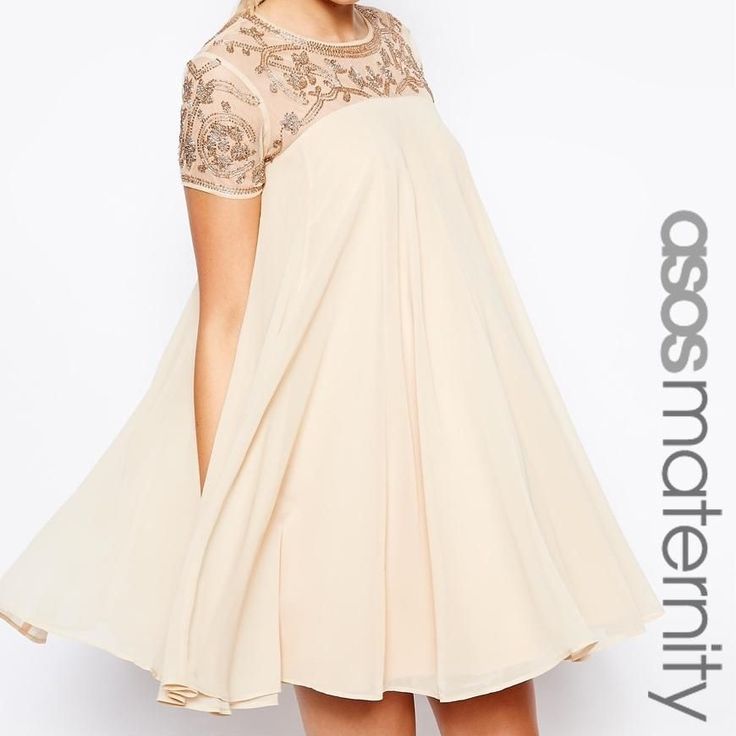 Asos Maternity Exclusive Swing Dress With Baroque Embellishment - Size 8 Never Worn With Tags Christmas Maternity Outfits, Pregnant Outfits, Cocktail Dress Maternity, Plus Size Maternity Dresses, Preggo Fashion, Maternity Chic, Afrikaanse Mode, Asos Maternity, Baby Shower Dresses