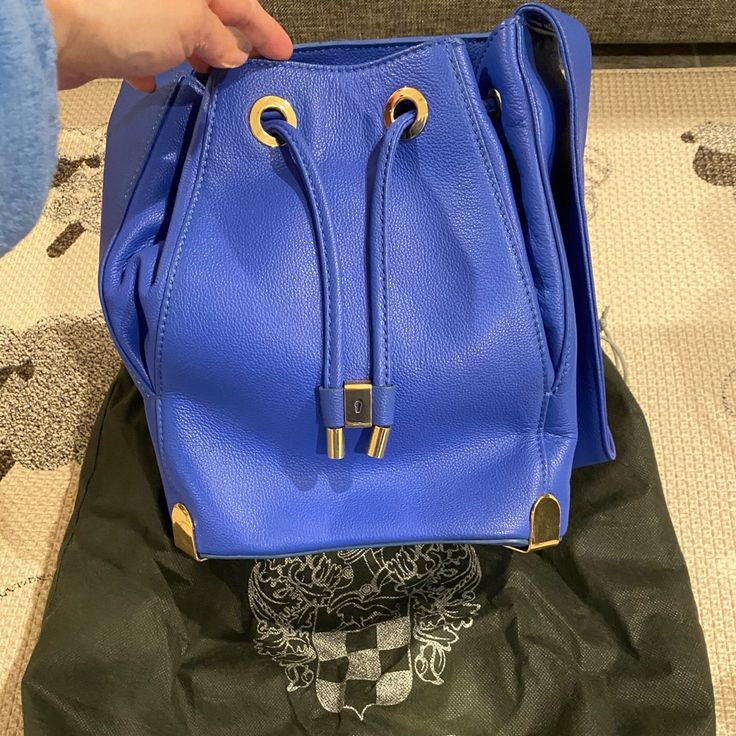 Excellent Condition Like Brand New Handbag. 100% Leather In Blue Color, Comes With Dust Bag. Blue Shoulder Bag For Travel With Dust Bag, Evening Blue Hobo Bag With Removable Pouch, Blue Evening Hobo Bag With Removable Pouch, Blue Hobo Bag With Removable Pouch For Evening, Blue Formal Shoulder Bag, Formal Blue Shoulder Bag, Blue Top Handle Bucket Bag For Travel, Blue Top Handle Bucket Bag For Daily Use, Blue Formal Bag With Adjustable Strap