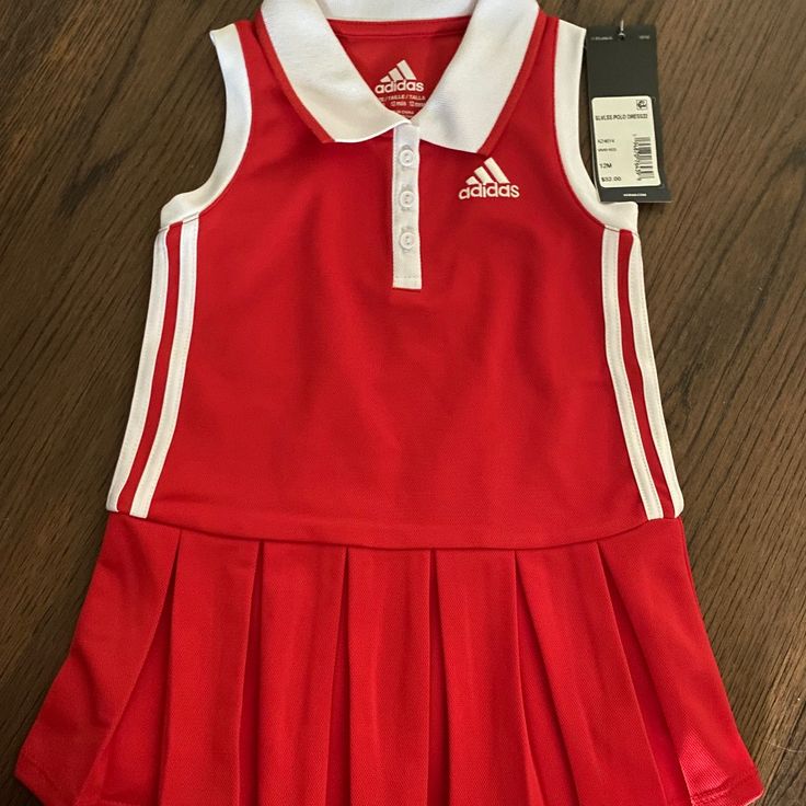 New With Tags. Smoke Free Pet Free Home. Red Fitted Tops For Playwear, Fitted Red Tops For Playwear, Adidas Cotton Summer Dress, Adidas Cotton Dress For Summer, Summer Cotton Adidas Dress, Summer Cotton Dress By Adidas, Red Short Sleeve Dress For Playtime, Red Sleeveless Dress For Playtime, Casual Red Short Sleeve Dresses