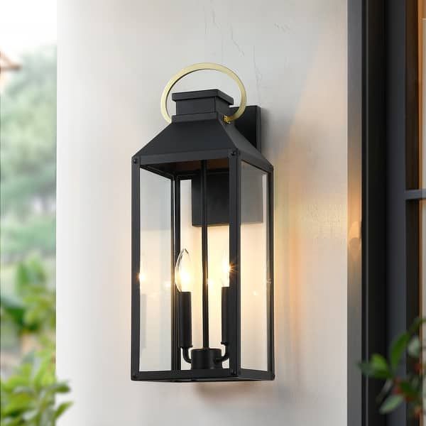 an outdoor wall light with two lights on it