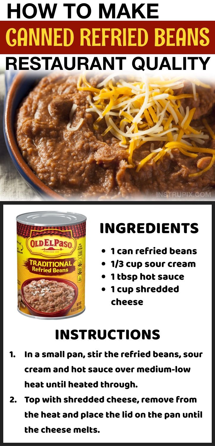 the instructions for how to make canned beans and other foods that are ready to be eaten