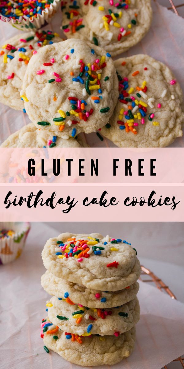 gluten free birthday cake cookies with sprinkles on top and bottom