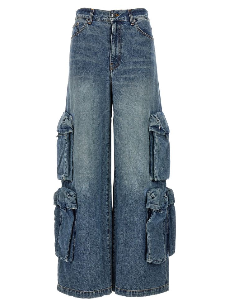 Jean en denim en coton 'cargo' Bandgy 'avec fermeture éclair et bouton, poches, jambe large.AmiriJeans 'cargo satch'Fidèle à la taille Baggy Jeans For Women, Amiri Jeans, Jeans Cargo, Checkered Shirt, Cargo Jeans, Everyday Wardrobe, Chic Dress, Colored Jeans, Distressed Denim