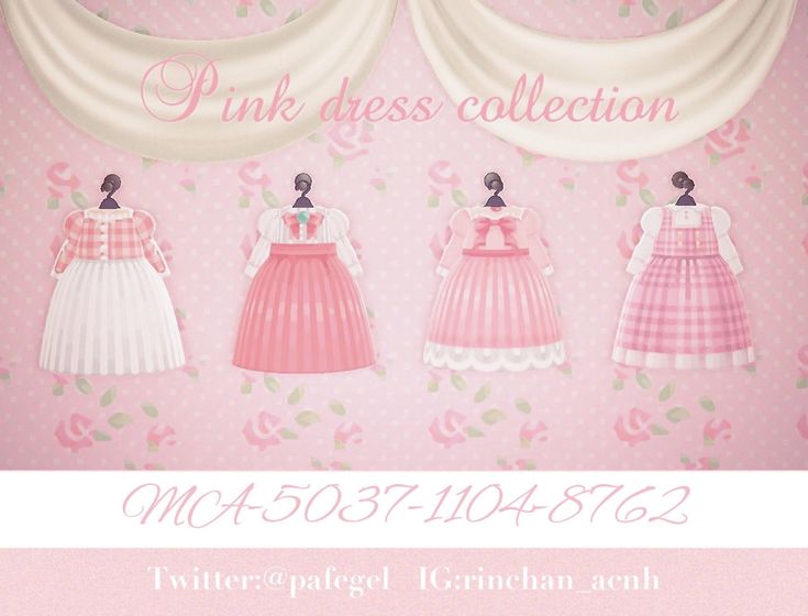 the pink dress collection is on display in front of a wall with roses and polka dots