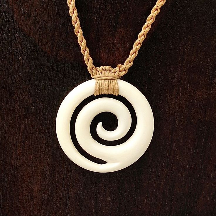 Hand Carved from Hawaii Spiral Wave Koru Necklace #Handmade Handmade Spiral Necklaces For Beach, Natural Carved Nature-inspired Necklace, Polynesian Necklace, Spiritual Carved Round Pendant Necklace, Carved Wood Necklace Pendants, For Loop, Maori Words, Hawaiian Necklace, Spiral Shape