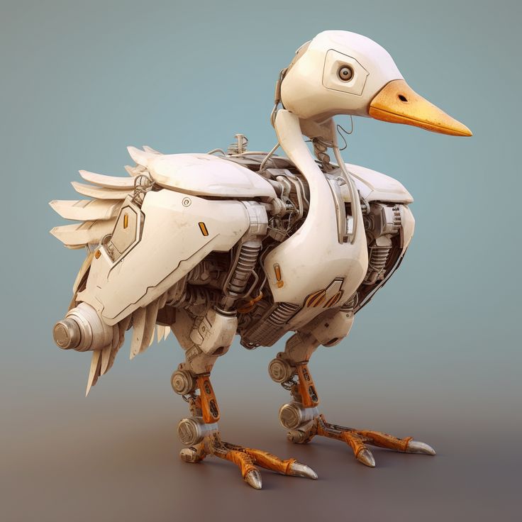 Robot Bird Concept Art, Robotic Animals Concept, Mecha Animals, Robotic Animals, Robot Bird, Robot Sketch, Duck Drawing, Robot Animal, Mechanical Art