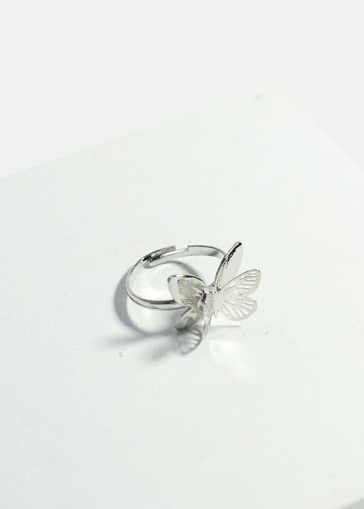 A layered butterfly ring! Size is adjustable! Adjustable Open Butterfly Ring For Promise, Adjustable Open Butterfly Promise Ring, Adjustable Elegant Rings With Butterfly Charm, Adjustable Butterfly Promise Ring, Silver Ring With Butterfly Charm, Silver Butterfly Rings With Butterfly Charm, Adjustable Silver Butterfly Ring, Adjustable Butterfly Charm Rings As Gift, Adjustable Butterfly Charm Ring For Gift