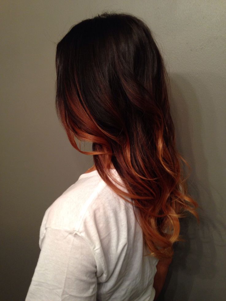 Ginger Bayalage On Dark Hair, Dark Brown To Red Hair Ombre, Caramel Underlights, Dark Auburn Ombre Hair, Copper Underlights, Copper Hair Underneath Brown, Copper Hair Underneath, Brown Auburn Ombre Hair, Auburn Underneath Hair