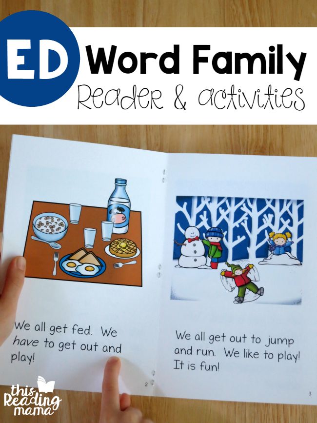 an open book with the words word family reader and activities