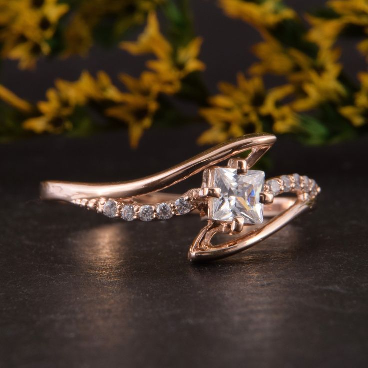 "Unique 14k rose gold geometric womens promise ring, Vinatge style dainty art deco womens princess cut white cz engagement ring, Gift for her WE OFFER UNLIMITED PERIOD INSTALLMENTS PLAN This is a beautiful, stunning, feminine ring that works well for all occasions, styles, and ages. You will love it! Ring information: Main Stone: Cubic zirconia Approximate size: 4*4mm Accent stones: Cubic zirconia Metal type: Gold Metal stamp: 14k Gold Customization / Replacements It's easy to create jewelry tha Dainty Princess Cut Diamond Promise Ring, Rose Gold Princess Cut Promise Diamond Ring, Promise Rose Gold Princess Cut Diamond Ring, Rectangular Rose Gold Cubic Zirconia Jewelry, Elegant Rose Cut Square Diamonds Jewelry, Elegant 14k Rose Gold Emerald Cut Jewelry, Elegant 14k Rose Gold Jewelry With Emerald Cut, Elegant Rose Cut Diamond Ring With Square Shape, Rose Gold Asscher Cut Cubic Zirconia Diamond Ring