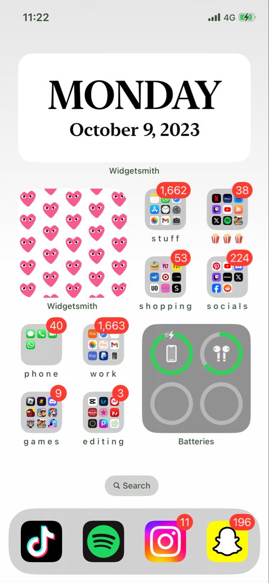 an iphone screen with the text monday on it and icons in different colors, sizes and shapes