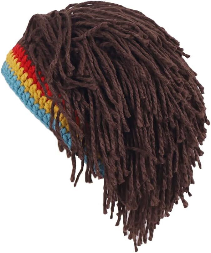 Funny knit beanie hat with attached dreadlocks for a hilarious Halloween costume Made from soft, warm acrylic material to keep your head cozy Interesting and creative design attracts attention Perfect for adults to wear for Halloween parties, events, and trick-or-treating Funny Beanies, Rasta Hat, Handmade Beanies, Wig Hat, Winter Hats Beanie, Funny Halloween Costumes, Knit Beanie Hat, Halloween Parties, Men's Knit