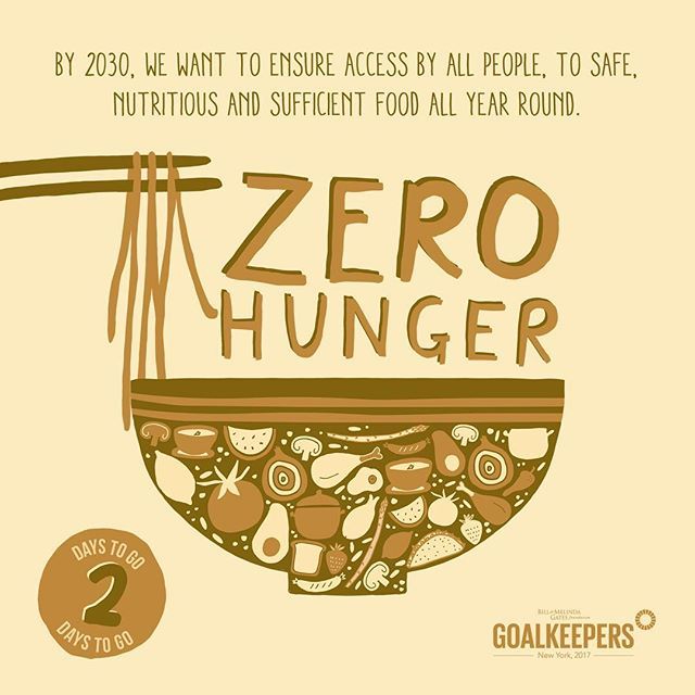 a poster with the words zero hunger written in brown and white, on a beige background