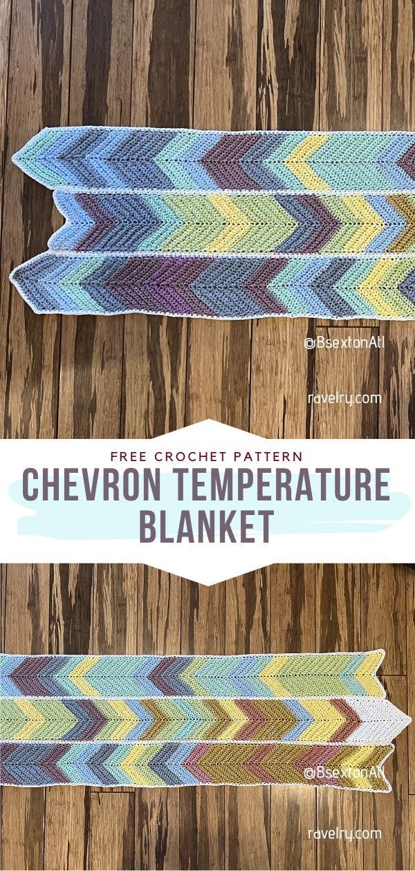 Crochet Chevron Temperature Blanket Scrap Chevron Crochet Blanket, Crochet Temperature Blanket Ideas, Tempature Blanket Crochet Pattern, Temperature Blanket Ideas, Crochet Patterns Free Blanket Afghans, Crochet Temperature Blanket, Chevron Crochet Blanket Pattern, Striped Afghan, Crochet Blanket Chevron