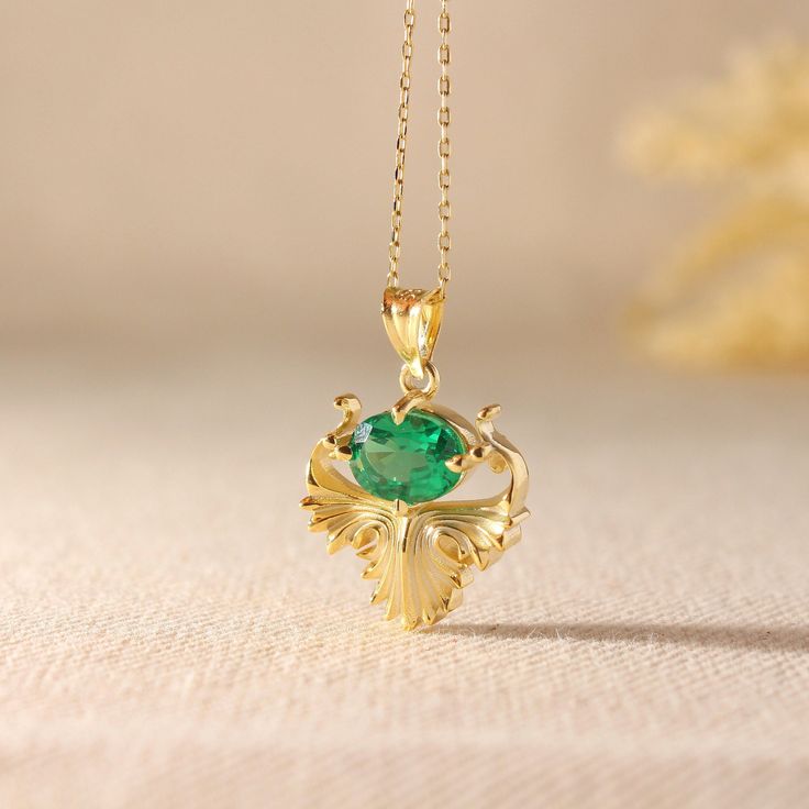 Oval Emerald Necklace 14k Solid Gold Green Gemstone Pendant Dainty Avantgarde Emerald Necklace. A great choice for birthdays, Valentine's Day and special occasions. ➤ Necklace Details * 14K Yellow Gold * Chain Gold Color Options; 14K White, Yellow, Rose Gold * Gold chain width: 0.25*0.30 millimeter ➤ Symbol Details * Symbol width: 16 millimeter * Symbol length: 19 millimeter * Ready to Ship 1-2 Business Days ➤ Gem Details * Gem width: 6 * Gem length: 8 * Gem: Emerald * Gem cut: Oval * Gem carat: Hallmarked Emerald Necklace For Anniversary, Yellow Gold Oval May Birthstone Necklace, Wedding Oval Pendant Necklace Stamped 14k, Formal Gemstone Jewelry For Mother's Day, Wedding 14k Gold Oval Pendant Necklace, Oval Hallmarked Emerald Necklace Gift, Yellow Gold Birthstone Pendant Necklace For Anniversary, Yellow Gold Pendant Birthstone Necklace For Anniversary, Gold Oval Necklace For May Birthstone