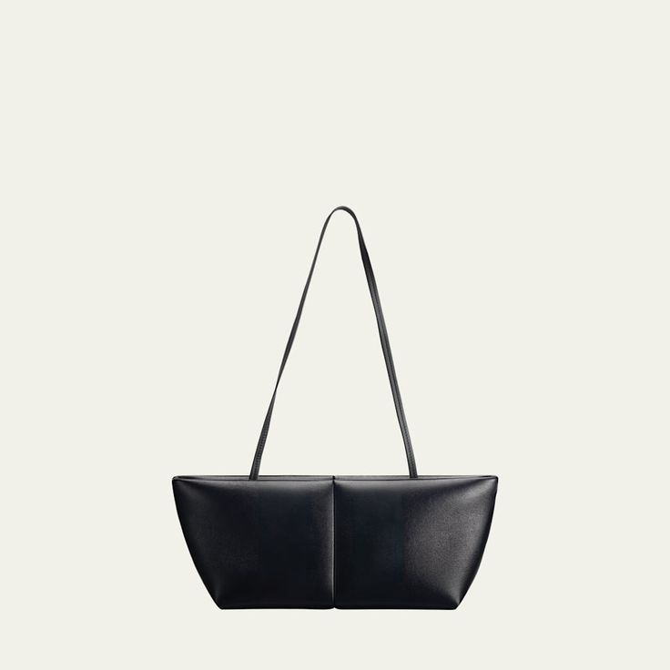 Maeden "Boulevard" sling shoulder bag in soft leather  Shoulder straps, 12.5" drop Open top with magnetic closure   Sleek proportions offer plenty of space for everyday essentials Approx. 5.5"H x 13.1"W x 5.5"D Item Weight (Lbs.): 0.7 Made in Italy Modern Hobo Shoulder Bag With Magnetic Closure, Modern Leather Shoulder Bag With Magnetic Closure, Contemporary Leather Shoulder Bag With Detachable Strap, High-end Leather Shoulder Bag With Magnetic Closure, Mid-century Top Handle Shoulder Bag With Detachable Handle, Everyday Essentials, Open Top, Magnetic Closure, Shoulder Straps