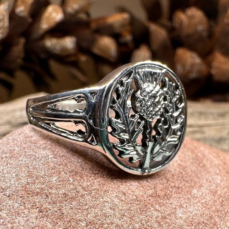 Thistle Ring, Celtic Jewelry, Scotland Jewelry, Flower Jewelry, Scottish Jewelry, Nature Ring, Silver Thistle Jewelry, Mom Gift, Wife Gift Cathedral Window Design, Thistle Ring, Cathedral Window, National Emblem, How To Wear Rings, Thistle Flower, Scottish Thistle, Crystal Design, Celtic Designs