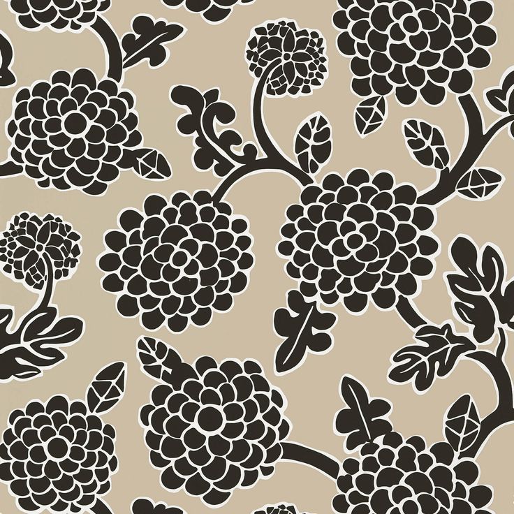 black and white flowers on a beige background