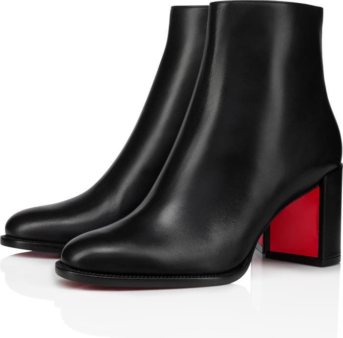 Christian Louboutin Adoxa Bootie (Women) | Nordstrom Luxury Calf Leather Boots With Red Sole, Chic Calf Leather Boots With Red Sole, Luxury Heeled Boots With Sculpted Block Heel, Calf Leather Boots With Red Sole For Evening, Formal Heeled Boots With Red Sole For Fall, Elegant Ankle-high Heeled Boots With Red Sole, Formal Fall Heeled Boots With Red Sole, Calf Leather Boots With Contrasting Block Heel, Classic Boots With Red Sole