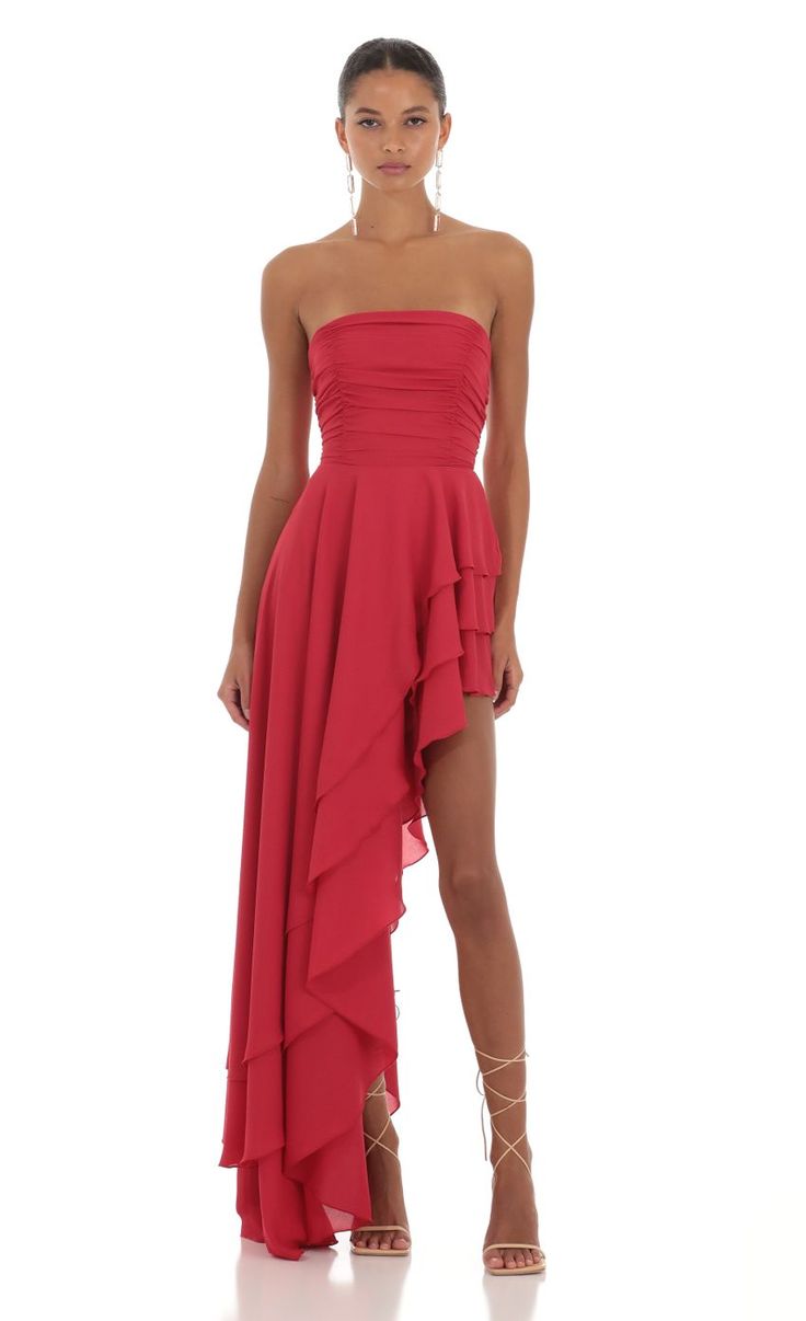 Luxury Strapless Pre-draped Maxi Dress, Double Split Dress Formal, Luxury Off-shoulder Pre-draped Evening Dress, Hi Low Corset Dress, A Symmetrical Prom Dress, Formal Dress Removable Skirt, Rust Red Sweetheart High Low Tiered Formal Dress, Corset Holiday Dress, Assymetrical Corset Dress