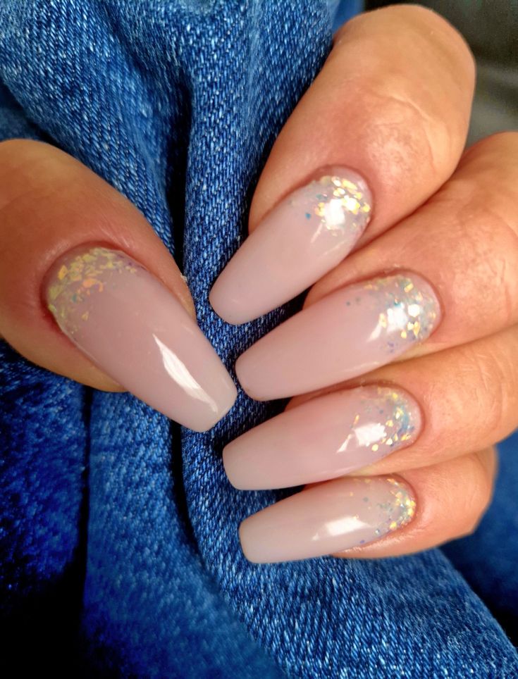 Reverse french with holographic glitter ✨️ Reverse French, Holographic Glitter, Glitter Nails, Glitter, Nails, Beauty