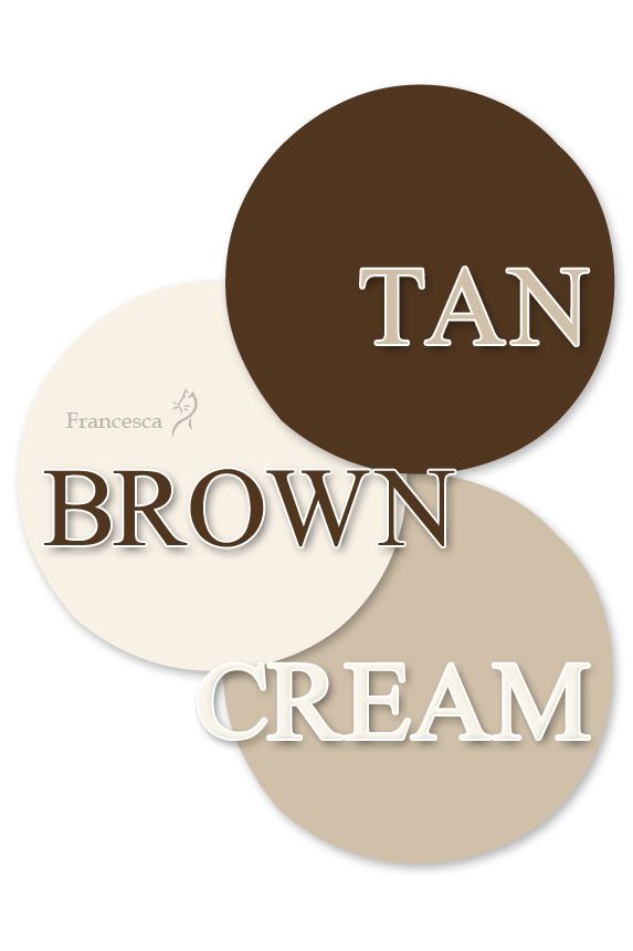 three circles with words that say tan, brown and cream