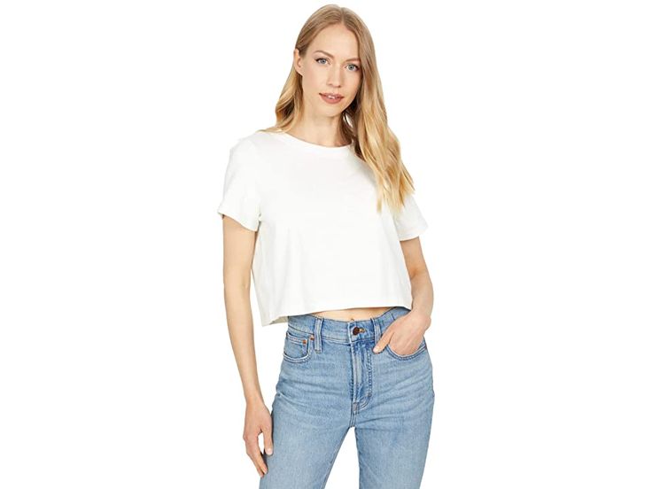 Madewell Supercrop Tee - Women's Clothing : Lighthouse : Feel like a classic in the Madewell Supercrop Tee. Timeless crew neckline. Cropped length fit. Short sleeve construction. 100% cotton. Machine wash, tumble dry. Imported. Measurements: Length: 18 in Product measurements were taken using size SM (Women's 2-4). Please note that measurements may vary by size. Boxy Fit Cropped Shirt With Crew Neck For Spring, Casual Long Sleeve Cropped T-shirt For Spring, Basic Cropped Top For Layering, Solid Crew Neck Cropped Shirt For Spring, Solid Color Cropped Shirt With Crew Neck For Spring, Versatile Cropped Tops, Boxy Fit Cropped Tops, Trendy Boxy Fit Tops For Layering, Spring Everyday Cropped Hem Tops