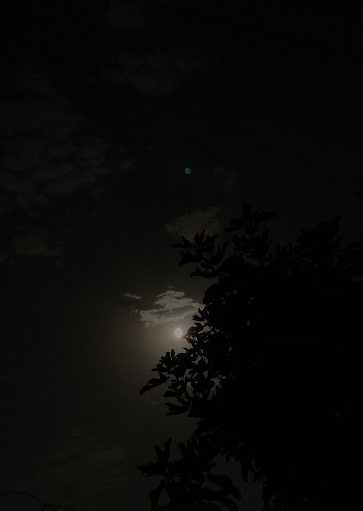 the moon shines brightly in the dark night sky