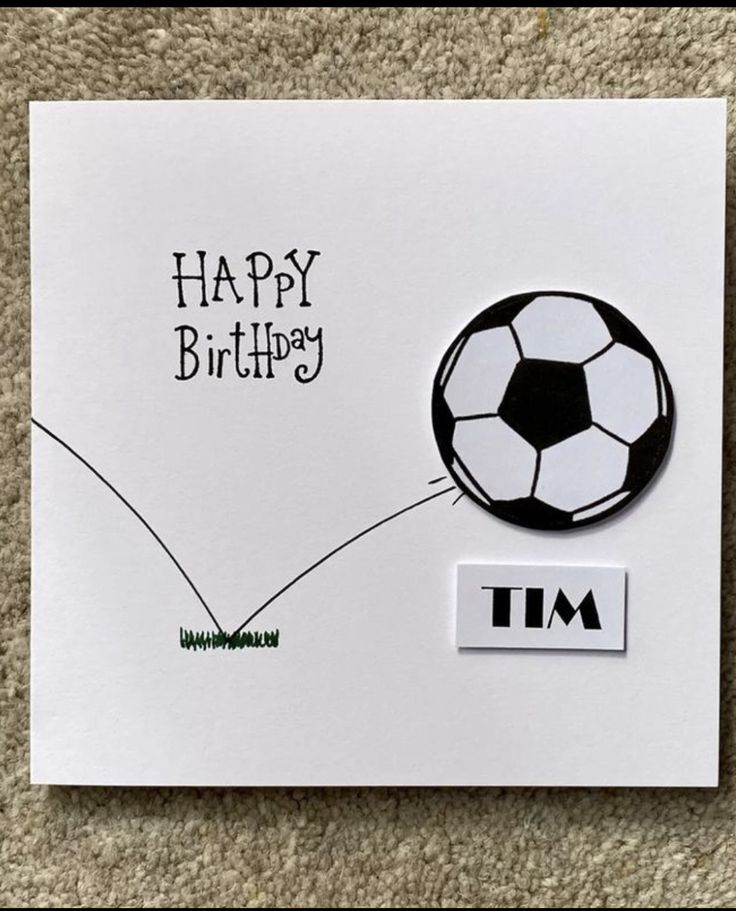 a birthday card with a soccer ball on it