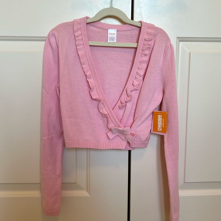 New With Tags Gymboree Pink Wrap Sweater. Size 12. Cute Pink Sweater With Button Closure, Pink Retro Long Sleeve Sweater, Retro Pink Long Sleeve Sweater, Pink Vintage Spring Sweater, Vintage Gymboree Clothes, Accessory Inspo, Pink Wrap, Sublimation Ideas Projects Inspiration, Sublimation Ideas