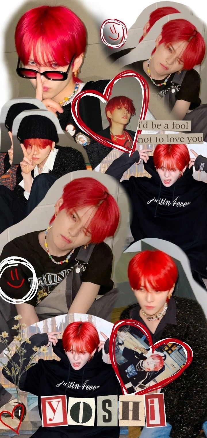 the collage shows many different images of people with red hair