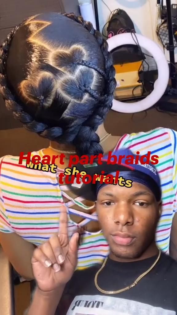 Heart Part Braids, Braided Ponytail Black Hair, Curly Braided Hairstyles, Boy Braids, Toddler Braided Hairstyles, Braids Tutorial, Parting Hair, Two Braid Hairstyles