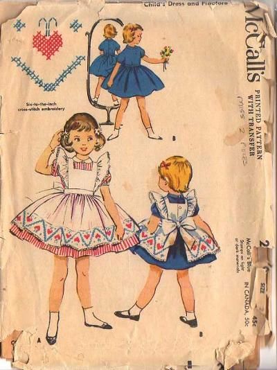 McCALLS 2169 Embroidered Hearts, Fabric Sewing Patterns, Pattern Romper, Sewing Patterns Girls, Folk Style, Cross Stitch Heart, Sewing Patterns For Kids, Motif Vintage, Vintage Kids