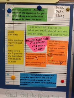 a bulletin board with some notes attached to it