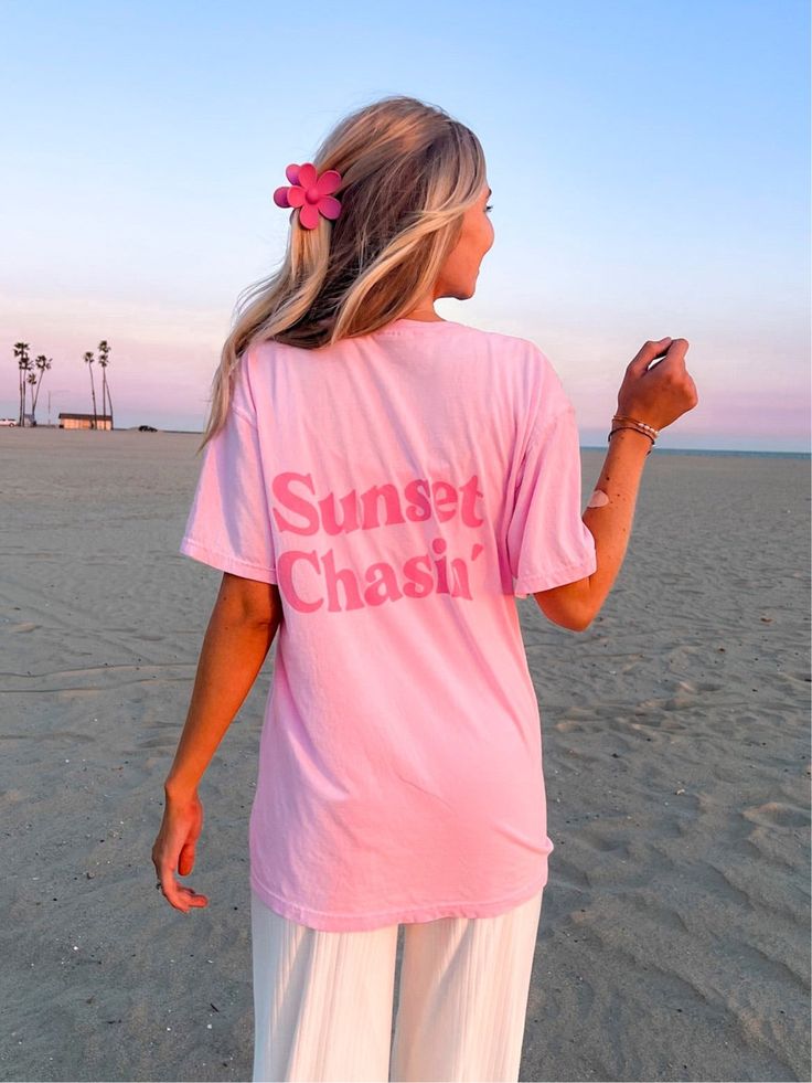 ☀ Sizing: Model is wearing a size Large for an oversized fit. She is 5"3 117 lbs and has a 34C chest. If she did not wear an oversized fit she would wear a size Medium. ☀ Quality: at Sunkissedcoconut our brand believes in using the best materials to create our designs. We use luxury paint, ink, & thread to make our Sunkissed Coconut, Luxury Paints, Loose Pigments, Logo Set, Comfort Colors Tee, Twill Tape, Quality Clothing, Vintage Looks, Comfort Colors