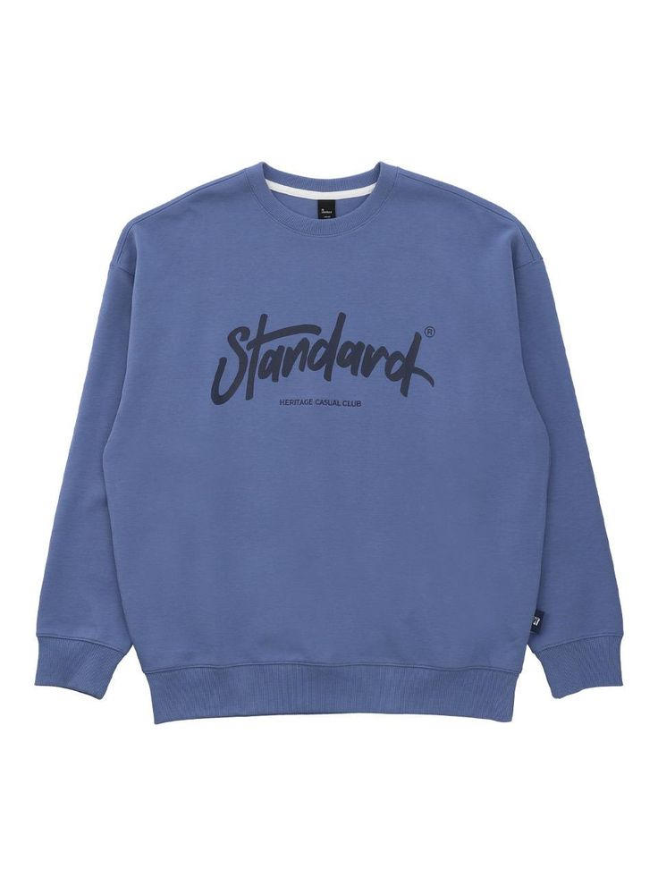 It is a trendy oversized sweatshirt with logo point. The sweatshirt has a graphic print of STANDARD logo in hand script font. It is a basic item that is easy to style with any items.- Round neck- Ribbed neck, cuffs, hem- Graphic print- Logo label Crew Sweater With Lettering For Streetwear, Crew Neck Sweater With Lettering For Streetwear, Classic Winter Sweatshirt With Letter Print, Classic Oversized Sweatshirt For Streetwear, Trendy Crew Sweatshirt With Logo Print, Trendy Crew Neck Sweatshirt With Logo Print, Classic Relaxed Fit Logo Print Sweater, Oversized Basic Sweatshirt With Logo Print, Casual College Sweater With Logo Print