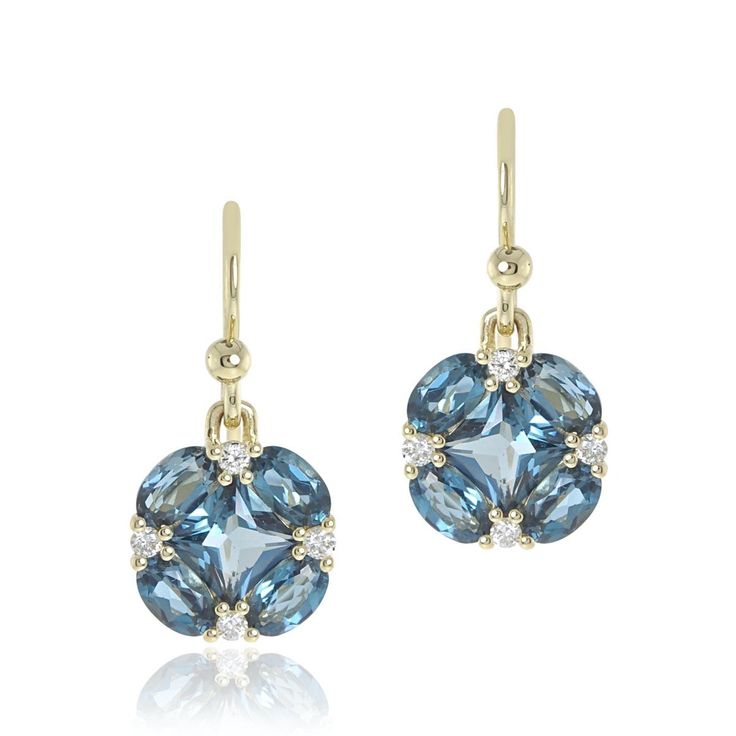 Gump's Signature Blue Topaz & Diamond Quadrille Drop Earrings Signature Jewelry, London Blue Topaz, London Blue, Blue Topaz, Citrine, Belly Button Rings, Timeless Elegance, Topaz, Take That