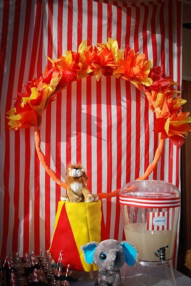 a circus themed birthday party with candy and decorations