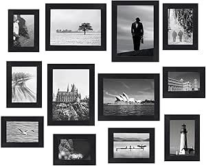 many black and white pictures are arranged in the shape of a wall with an image of a man