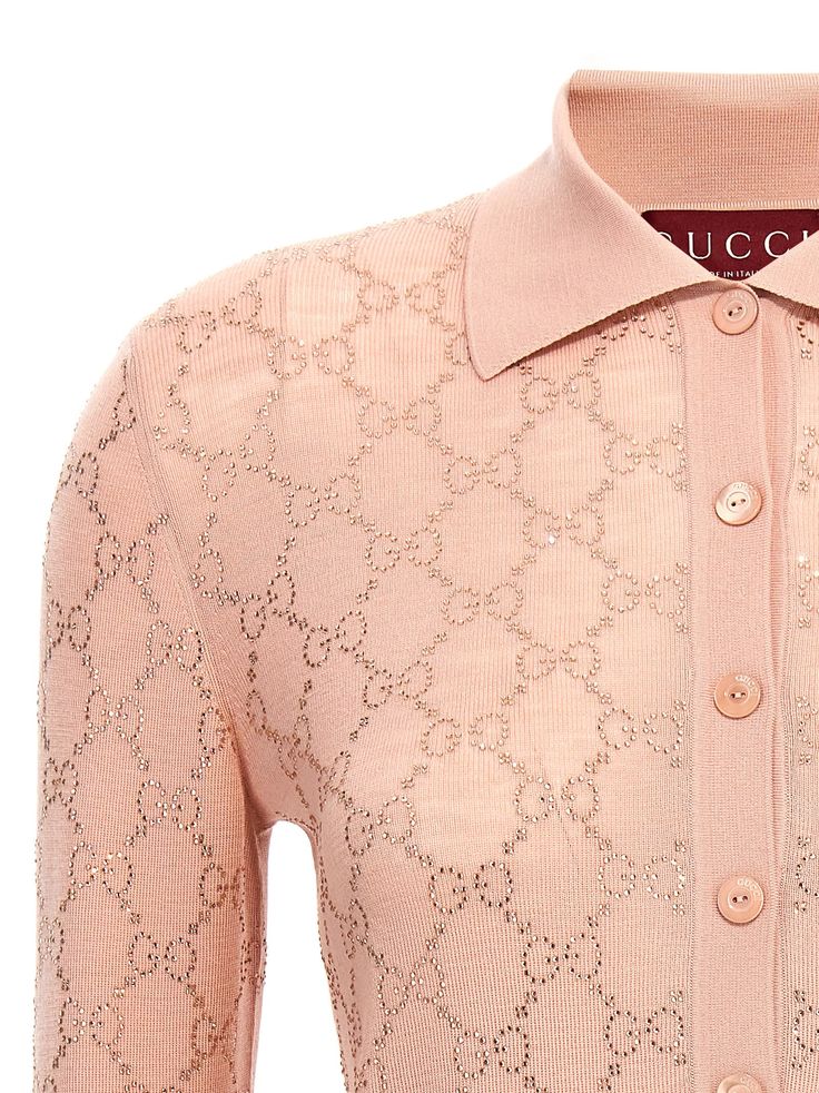 100% wool Elegant Gucci Blouse For Party, Fitted Gucci Blouse For Fall, Elegant Gucci Party Blouse, Gucci Spring Collared Blouse, Gucci Collared Blouse For Spring, Gucci Fitted Tops For Spring, Gucci Collared Blouse For Formal Occasions, Fitted Gucci Tops For Spring, Gucci Formal Collared Blouse